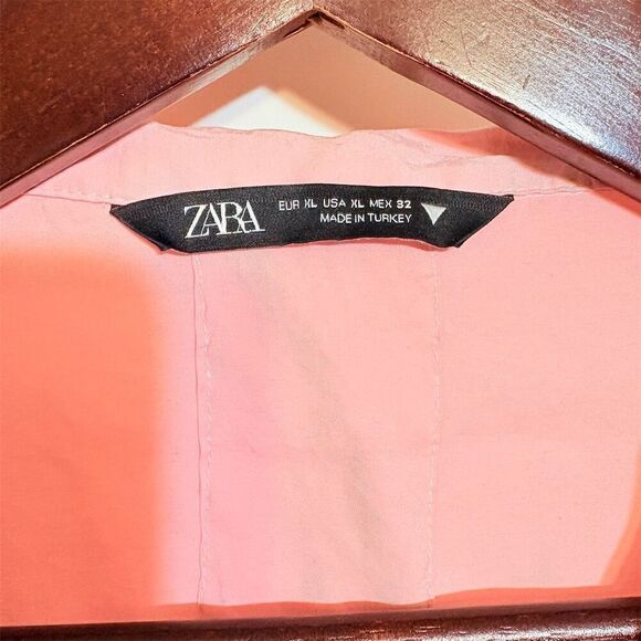 ZARA Women's Pink Oversized Button-Up Shirt XL Short Sleeve - Picture 2 of 8